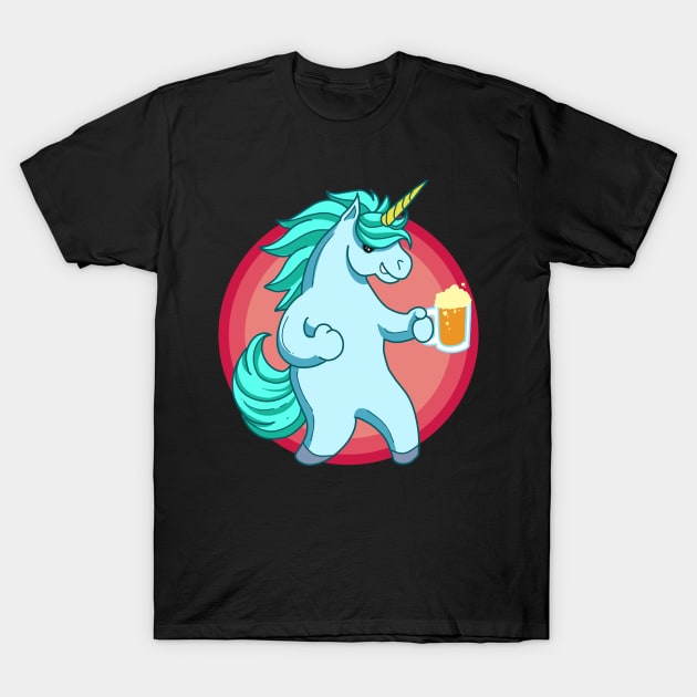 Cheers - Unicorn drinking beer - Beerfest T-Shirt by Modern Medieval Design